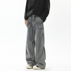 Autumn and winter versatile straight jeans men's workwear high street long pants