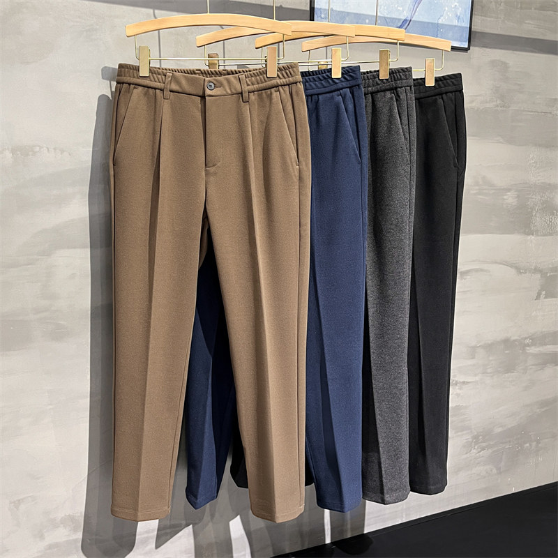 Woolen pants men's Korean style autumn and winter new nine-point suit trousers men's slim drape suit trousers casual pants