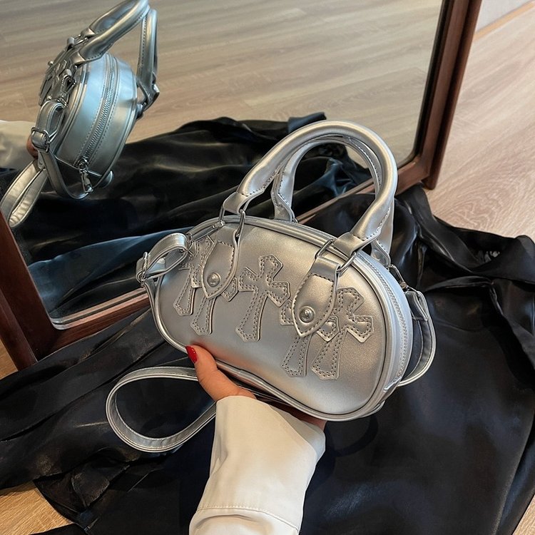Contrast color simple small round bag stitching this year's popular cross-border ins shoulder crossbody bag cross versatile handbag