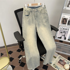 New Hong Kong style American trendy brand retro washed high quality washed craft jeans
