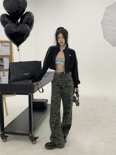 Long sleeve sports short sweatshirt jacket women's cardigan top