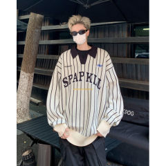 Autumn and winter sweater bottoming shirt sweater lapel men's top loose Japanese style Hong Kong style