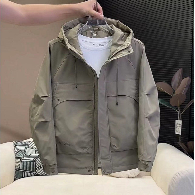9119 P105 Men's second-cotton hooded windbreaker jacket