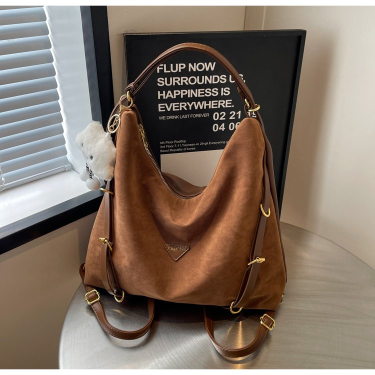 Retro Simple Tote Bag Women 2024 New Large Capacity Commuting Backpack Multifunctional Shoulder Bag Trendy Backpack
