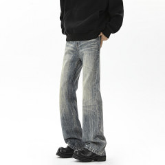 Jeans for men in autumn and winter new style American vibe Feng Shui washed trendy brand loose straight casual casual trousers