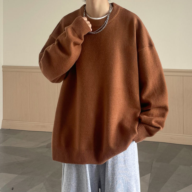 Loose casual printed smiley sweater