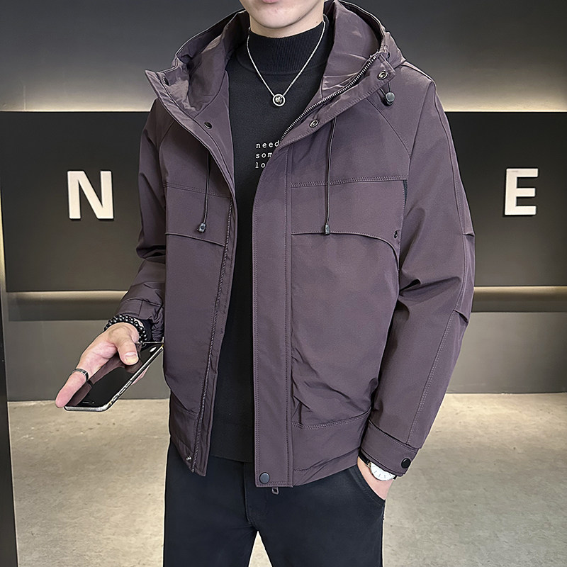 Autumn and winter men's hooded waterproof large pocket casual cotton jacket