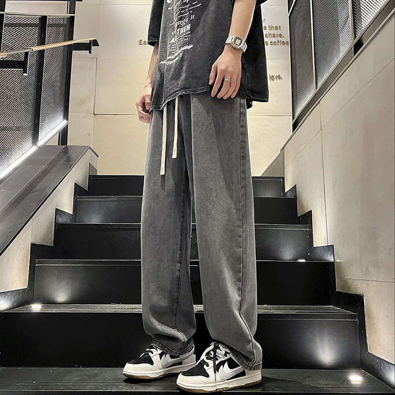 men's retro jeans straight leg loose wide leg