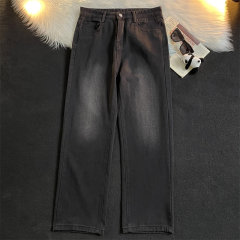Denim men's trousers retro high street loose and versatile washed denim high quality