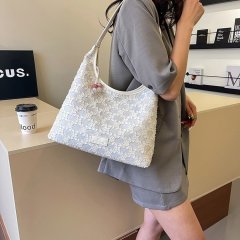 Canvas bag women's large capacity 2024 new summer casual shoulder handbag class commuting tote bag