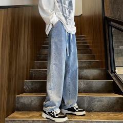 Black retro jeans for men, autumn and winter trendy pants, trendy brand high street trousers, men's straight pants