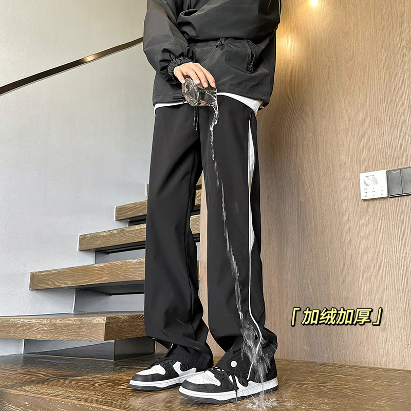 Jacket pants for men, spring outdoor pants, black, functional, trendy, versatile, winter, velvet and thickened