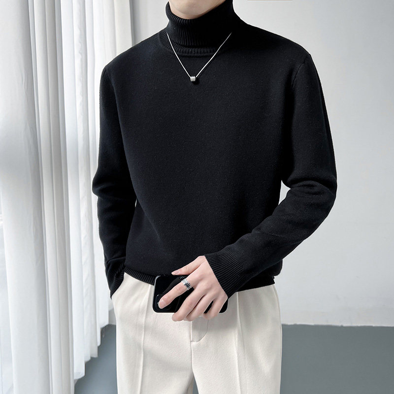 Light familiar live broadcast turtleneck versatile solid color sweater knitted stretch bottoming shirt