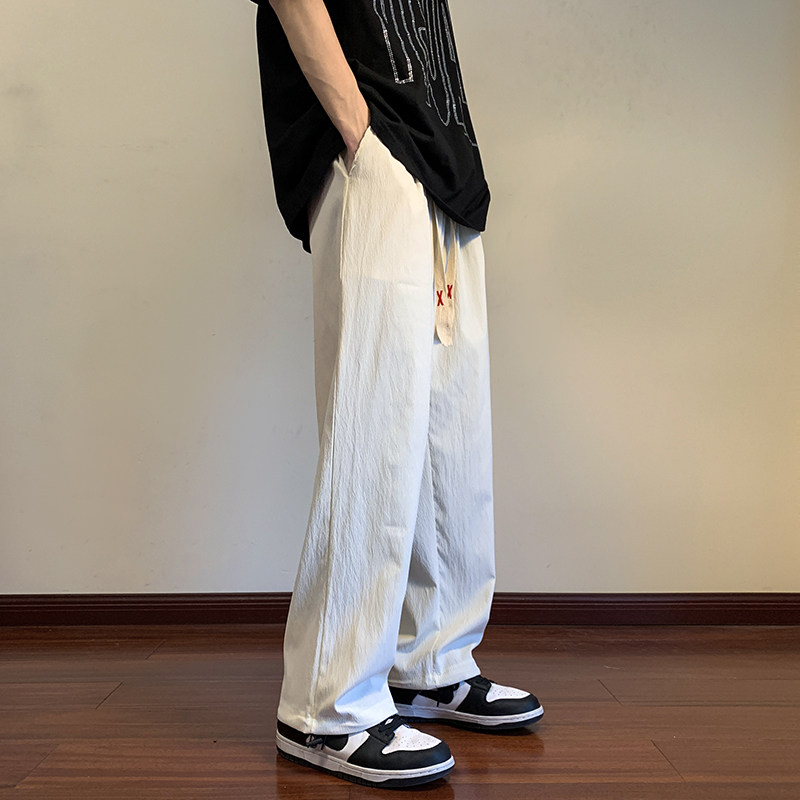Summer thin ice silk wide-legged high-waisted slim casual floor mopping pants