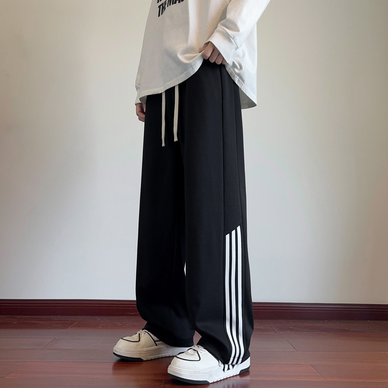 Autumn new casual pants men's three stripes sweatpants loose floor mopping trousers