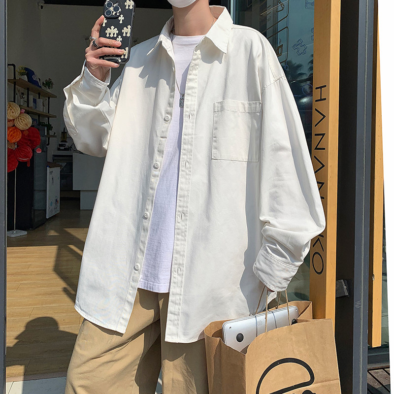 Pure cotton shirt long sleeve 280g shirt trendy spring and summer jacket