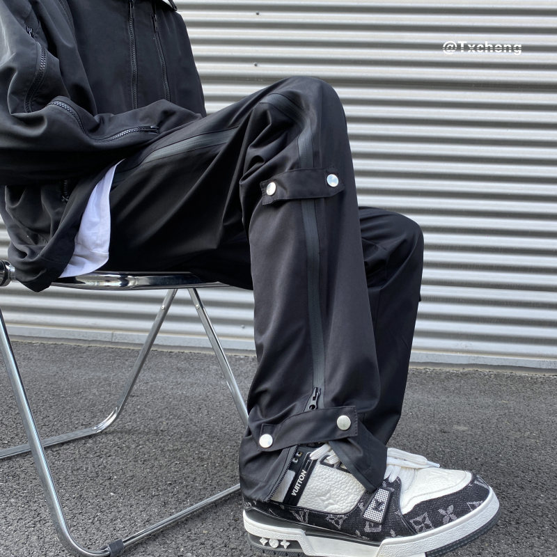 New style jacket pants with trendy zipper design, high street versatile bootcut pants