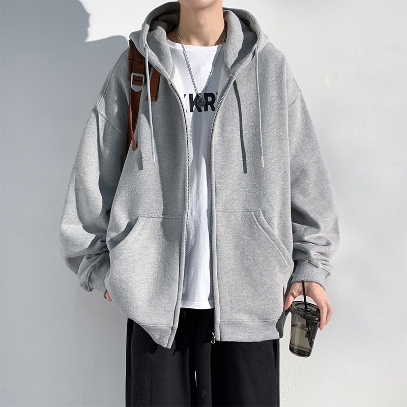 Second prize: thickened velvet, loose light version, solid color hooded sweatshirt, cardigan jacket
