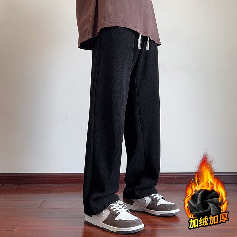 Corduroy casual trousers men's sweatpants plus velvet thickened public version sweatpants