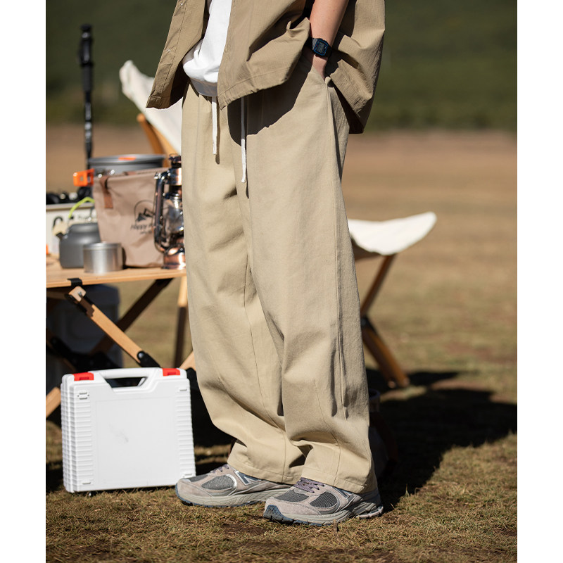 Loose pure cotton drape casual pants for men spring new style pleated