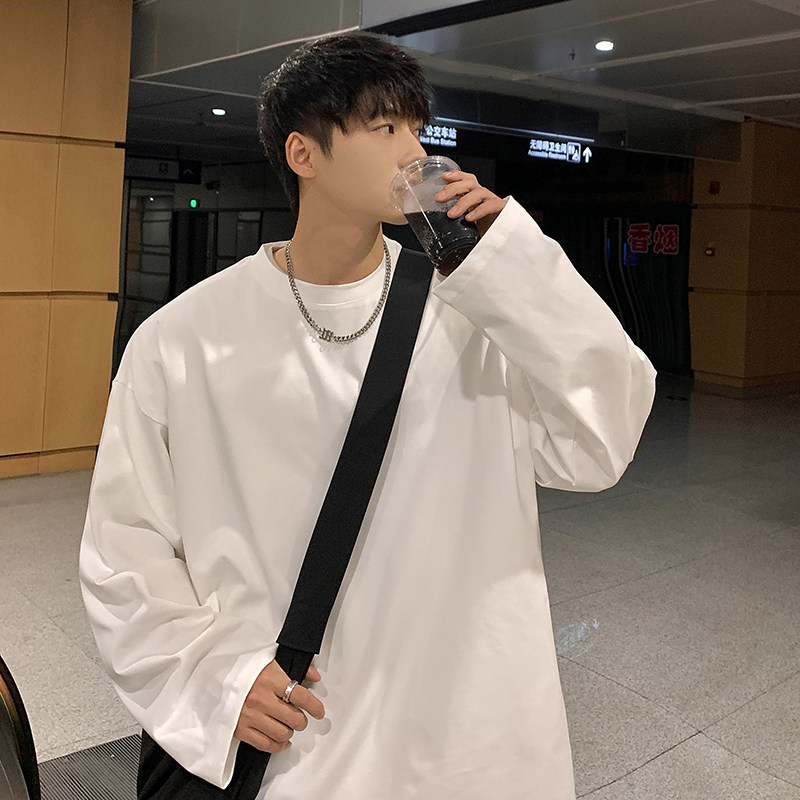New spring long-sleeved trendy loose and versatile inst-shirt top Hong Kong style three-quarter sleeve T-shirt