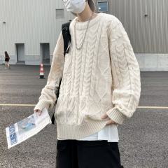 American retro loose sweater men's autumn and winter new college lazy style striped sweater jacket trend