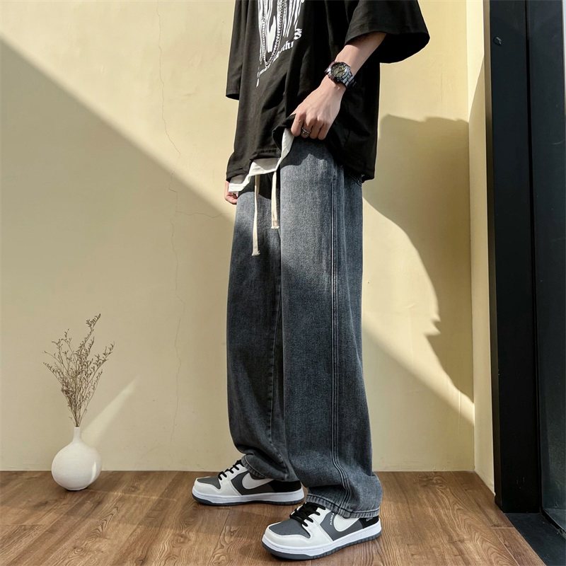 Straight washed jeans new style American vibe floor mopping casual pants