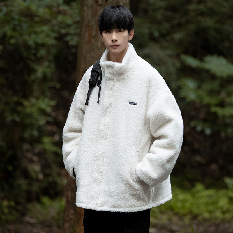 Reversible winter leather cotton coat imitation lamb wool men's cotton clothing trendy stand collar cotton jacket