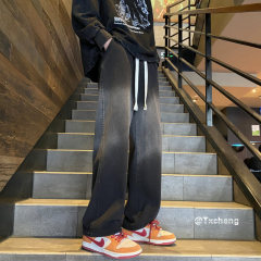 Gradient jeans spring new style straight loose trendy floor mopping pants