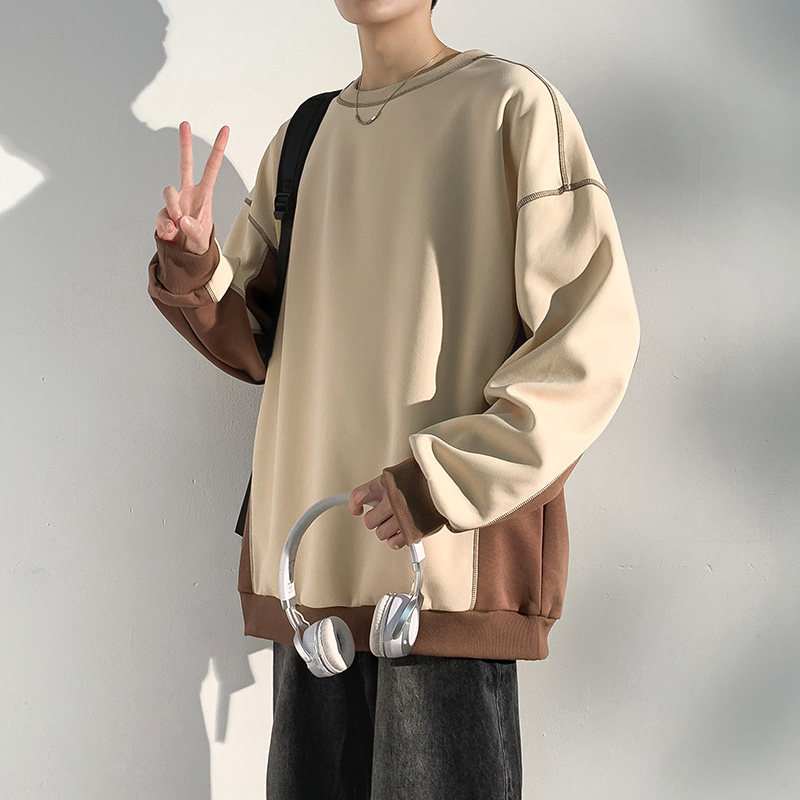Autumn pullover loose sweatshirt men's round neck long sleeve bottoming shirt