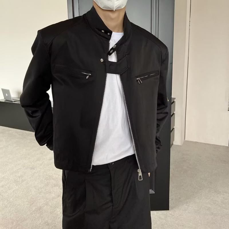 High-end stand-up collar functional shoulder-padded jacket ins men's short handsome top jacket trendy and versatile J313