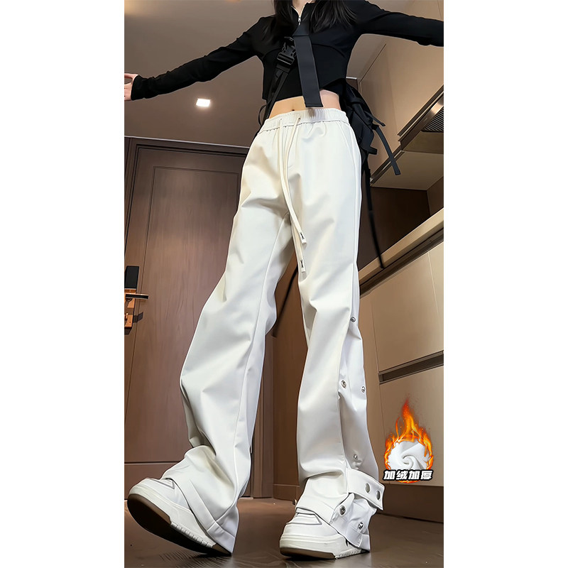 Plush fleece interior large size high street bootcut trousers