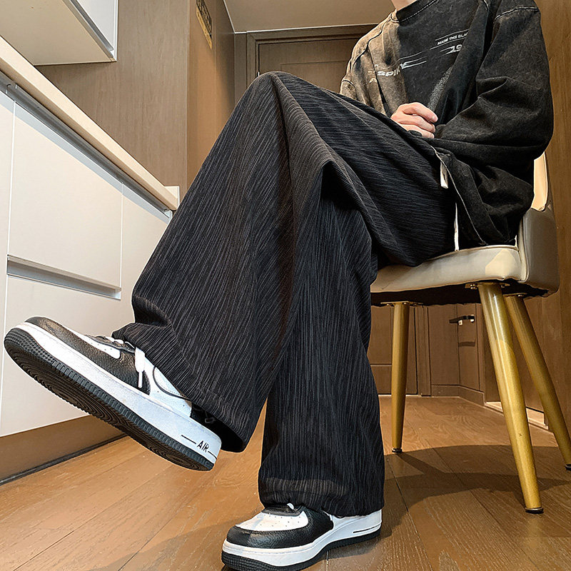 Spring new style drapey casual pants men's straight pants trendy men's large size loose pants