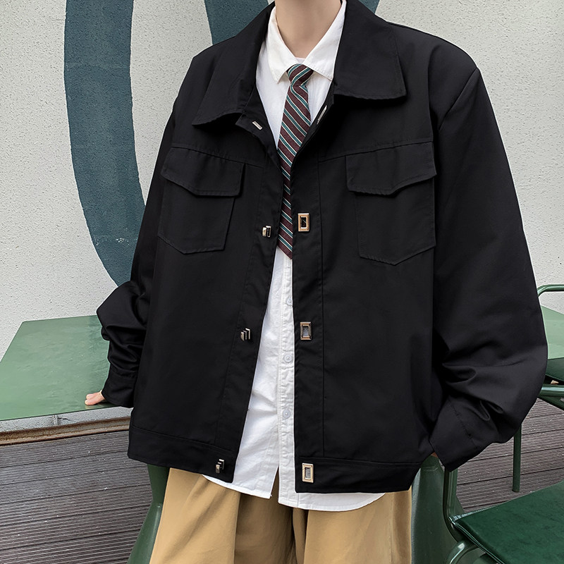 High quality men's jacket workwear large pocket pure cotton metal buckle casual jacket
