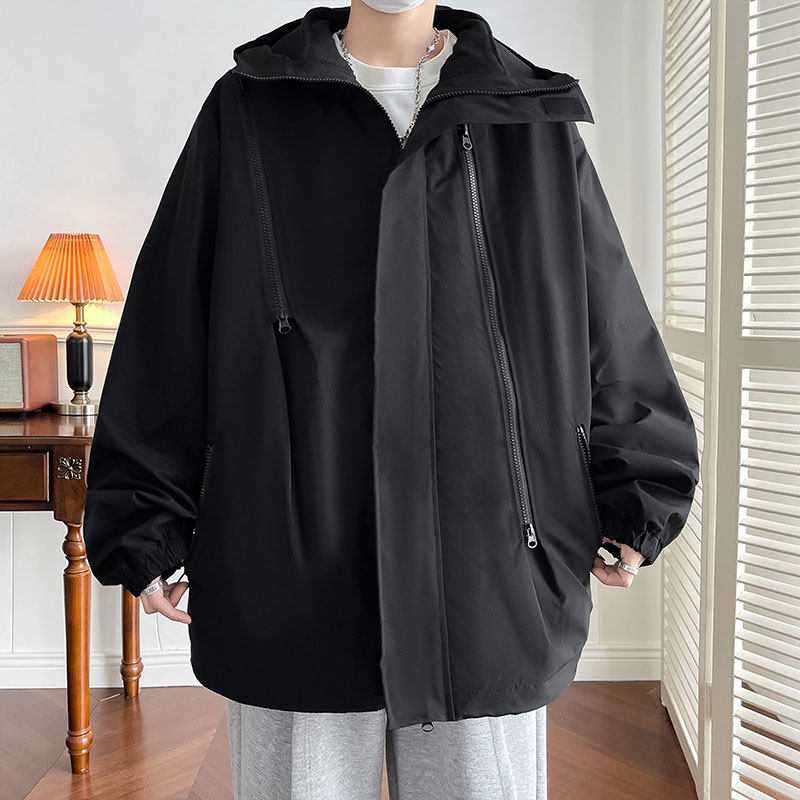 Three-in-one outdoor autumn and winter velvet lining multi-zip men's jacket two-piece set