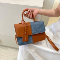 Fashion Contrast Color Simple Handbag New Trendy Casual Small Square Bag Retro One Shoulder Crossbody Bag Women Wholesale