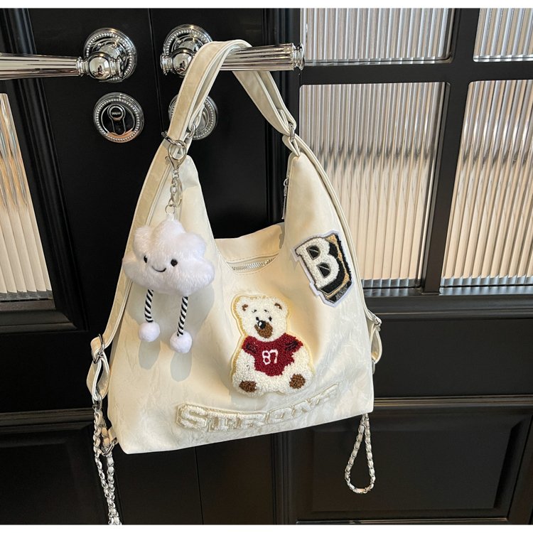 Cartoon Bear Fashion Women's Bag 2024 New Large Capacity Commuting Niche Versatile Bag High-end Tote Bag