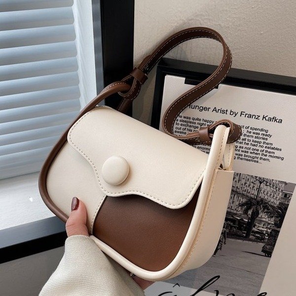 Trendy single shoulder crossbody bag small square bag single shoulder small bag splicing temperament trendy new summer new style 2023 retro