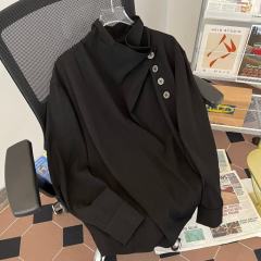 New Chinese style original Yohji Yamamoto style retro irregular stand-up collar button long-sleeved shirt men's design top lining