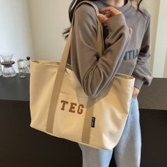 Canvas bag ins high-end work commuting shoulder bag women's large capacity versatile student class portable tote bag
