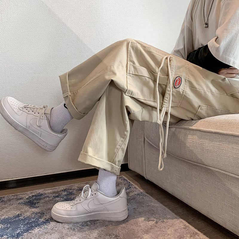 Overalls Japanese unisex bf straight slim wide leg pants ins Hong Kong trend versatile