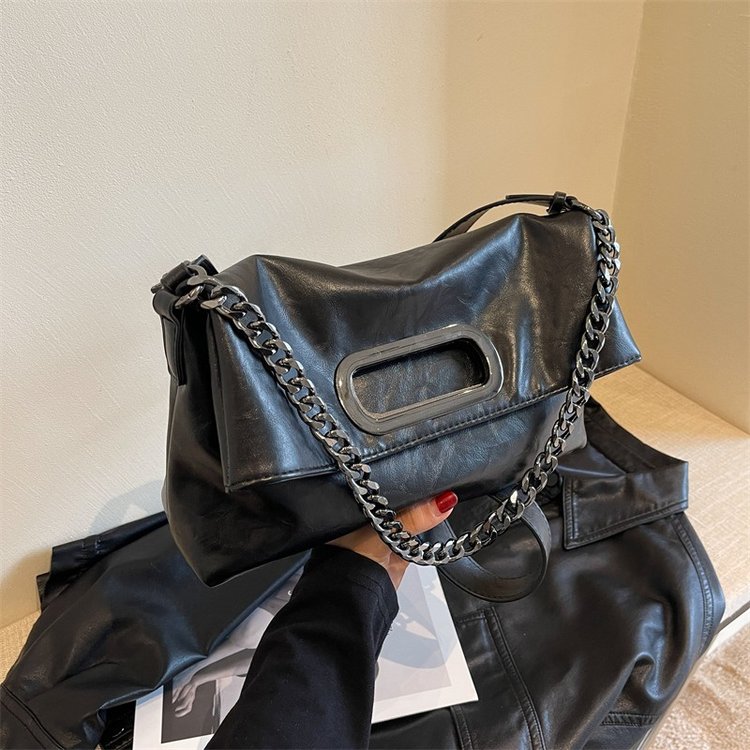 2024 New Retro Hand Carrying Large Bag Women's Trendy Retro Chain Bag Large Capacity Crossbody Tote Bag