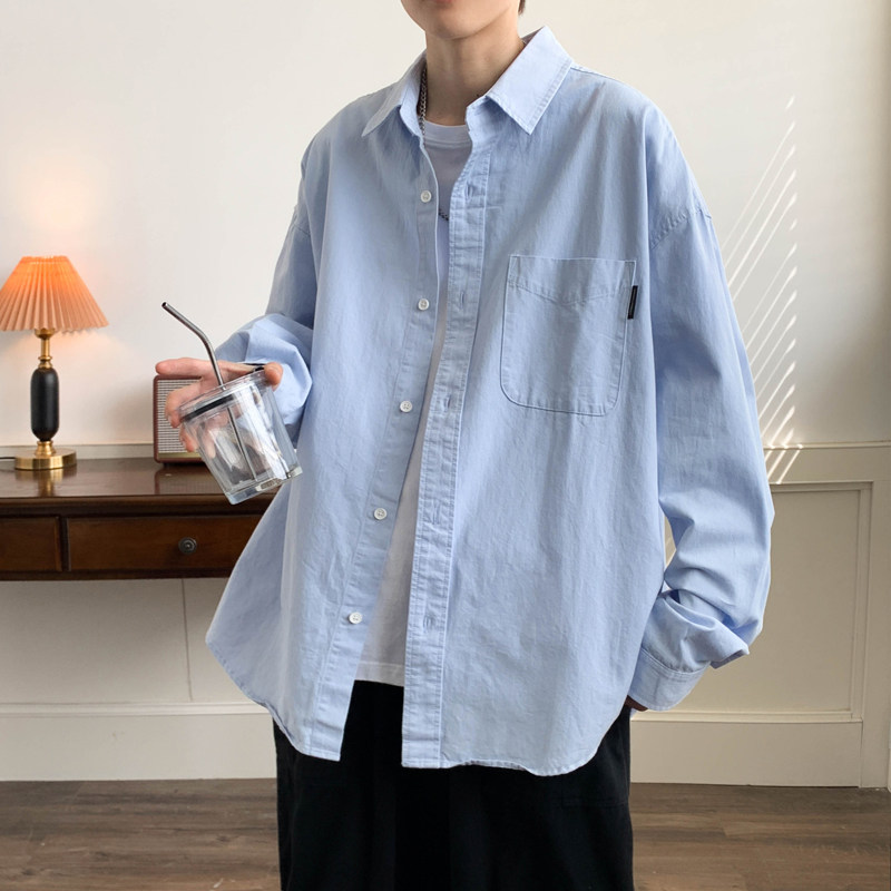 Spring and autumn trendy Japanese style striped long-sleeved shirt men's Hong Kong style loose casual shirt jacket