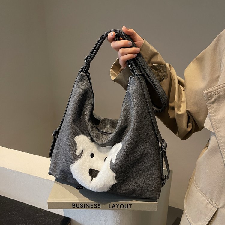 Casual Commuting Large Capacity Denim Bag Women's 2024 New Versatile Backpack Single Shoulder Tote Bag