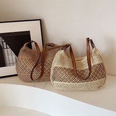 New ins paper rope woven bag, fashionable and versatile hollow bag, casual straw bag, beach bag, shoulder bag for women