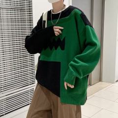 Cute dinosaur sweater men's autumn and winter clothing niche design stitching knitted