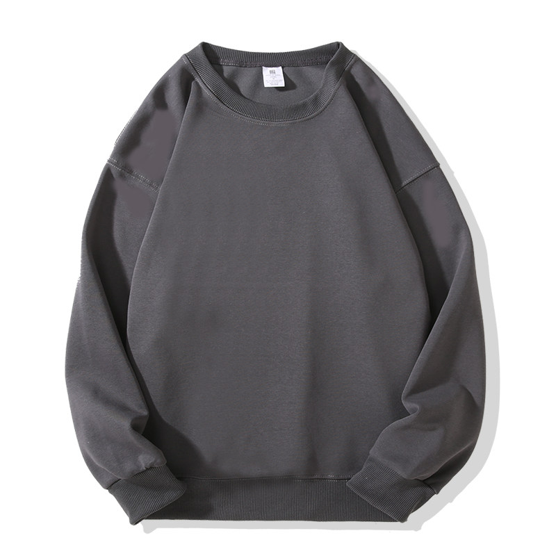 Autumn and winter Harajuku style national trend oversize simple solid color pullover round neck sweatshirt