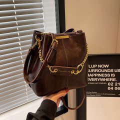 Women's bag new crossbody bag autumn and winter bucket bag high-end women's versatile niche design retro shoulder bag