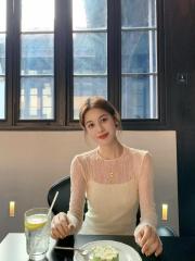 French style lace hollow top for women autumn slimming round neck see-through long-sleeved blouse