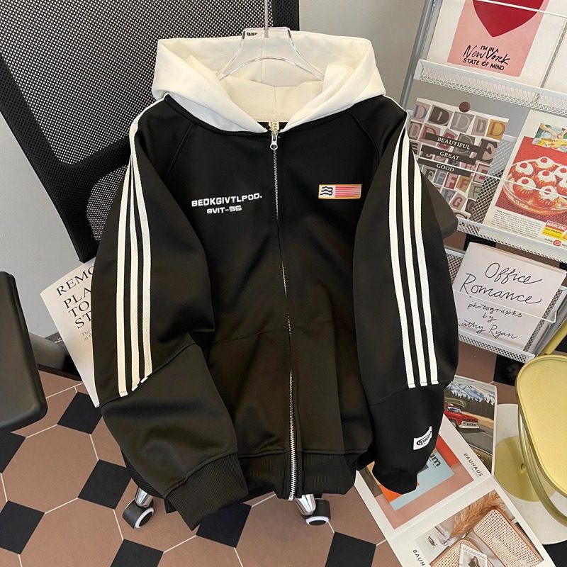 Autumn new fashion versatile cardigan hooded sweatshirt trend ins loose outer men's clothing